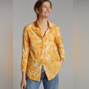 Anthropologie Pilcro Orange Woven Embroidered Shirt Anthropologie Top Small